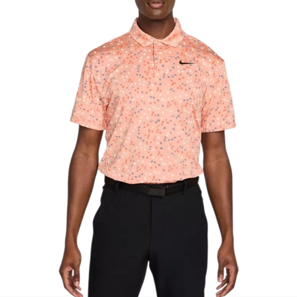 Nike Men's Peach Floral Golf Dri Fit‎ Polo Shirt Size XXL NEW